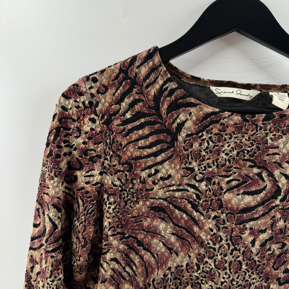 French Laundry Animal Print Long Sleeve Top (Size Small) - Picture 2 of 5